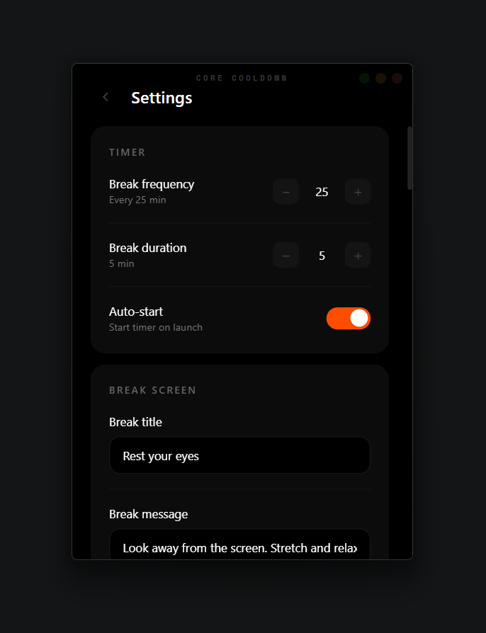 Settings